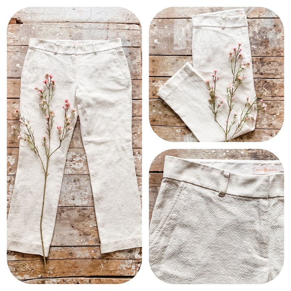 Tory Burch Textured Cotton Cropped Style Pants